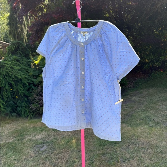 NWT Dylan women’s Blue Polka Dot Blouse with Flutter Sleeves size small - Picture 2 of 6